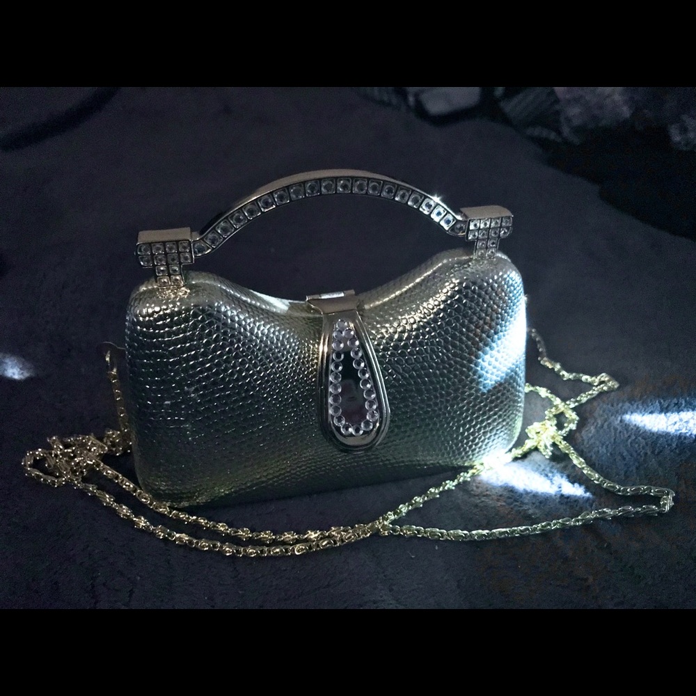 Vintage Gold Mini-purse w/ Jeweled Handle & Clasp